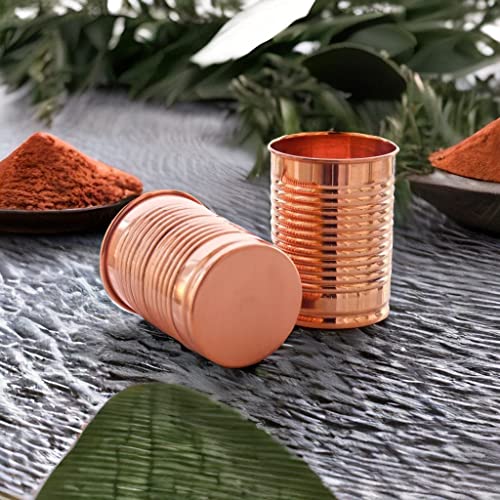 2 Activelife Bean Tin Plan Design Pure Copper Tumbler Set of 2 | Drinking Water with Copper Cups | Premium Quality Copper Tumblers for Home, Office, Hotel, Travel, and Gifting - Set of 2 12oz