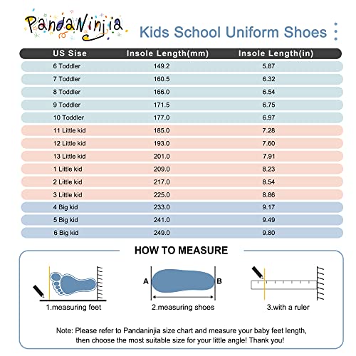 PANDANINJIA Girls Mary Jane School Uniform Shoes Dress Sandy Girls Flats for Toddler Little Kid Big Kid (Black Pu, 5 M US Big Kid)
