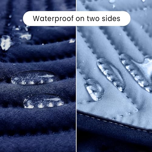 blunique Double-Sided Waterproof Dog Blanket for Couch Cover, Dog Couch Cover Protector for Large Dogs, Cat Couch Sofa Covers Washable, Furniture Covers for Pets, Navy and Light Blue, 40x50 Inches