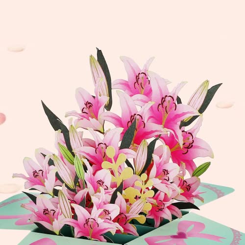 Banzk Pop Up Tulip Card, 11 inch 3D Bouquet Flowers Greeting Card for Mother's Day, Fathers Days, Anniversary Card, Birthday Card, Love Card, Valentine Cards