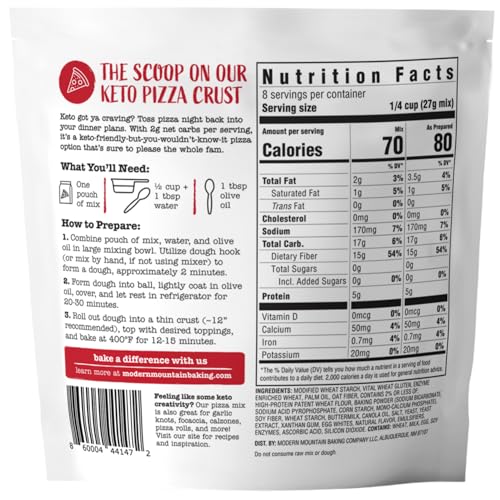 Keto Pizza Crust - Low Carb and Keto Friendly - Only 2g Net Carbs - Incredible Taste and Texture - Zero Sugar - Just Add Water and Oil - Keto Has Never Been So Easy - Keto Food - No Almond Flour - Non-GMO Sourced (7.6oz Mix) (1-Pack)