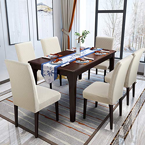 YISUN Dining Chair Covers Set of 4, Stretch Printed Flower Dining Chair Cover, Parsons Chair Covers Removable Washable Chair Slipcover Protector for Dining Room, Kitchen, Ceremony (Leaf Pattern1)