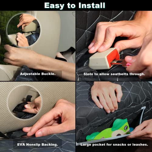 Meginc Dog Car Seat Covers for Back Seat, Waterproof Pet Bench Seat Cover for Trucks Ford F-Series/Chevrolet Silverado/Ram/GMC Sierra 600D Heavy Duty Scratch Proof Nonslip Truck Seat Covers for Dogs