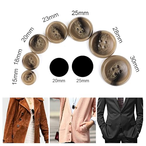 20PCS 4 Holes Sewing Round Craft Buttons Resin Snaps for Blazer Shirts DIY Accessories (Beige, 15mm)