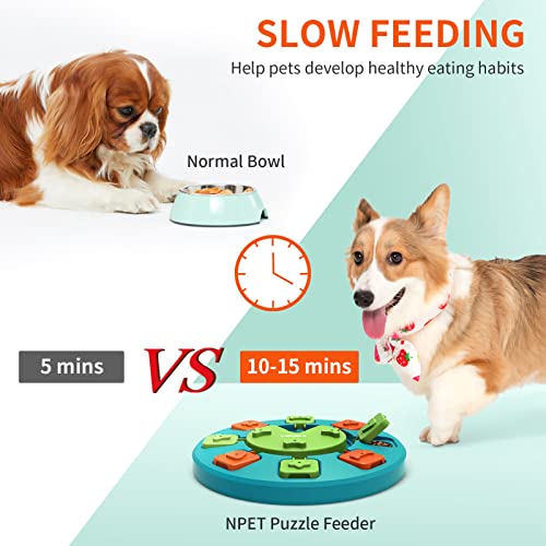 NPET Dog Puzzle Toy, Interactive Dog Toys Dog Enrichment Toys, IQ Training & Mental Enrichment Pet Toys for Small & Medium Dogs (Green, Level 2)