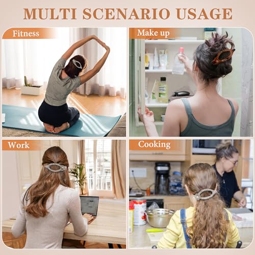 Gift4U Flat Hair Clips for Women, 8 Pack French Concord Claw Clips for Thick Thin Curly Hair, Strong Hold No Slip Grip Hair Claw Clips, Neutral Colors A