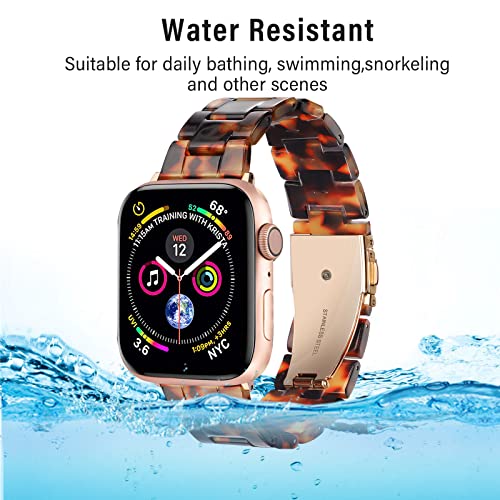 HOPO Compatible With Apple Watch Band 38mm 40mm 42mm 44mm Thin Light Resin Strap Bracelet With Stainless Steel Buckle Replacement For iWatch Series Ultra 9 8 7 6 5 4 3 2 1 SE(Cow