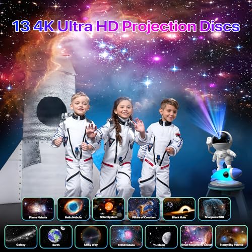 FlyLily Galaxy Projector, 12 in 1 HD Planetarium Astronaut Galaxy Projector for Bedroom, Galaxy Star Night Light Projector for Kids Adults Gaming Room/Party/Home Décor