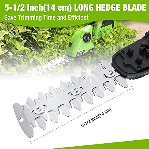 WORKPRO Cordless Grass Shear & Shrubbery Trimmer - 2 in 1 Handheld Hedge Trimmer 7.2V Electric Grass Cutter 2.0Ah Rechargeable Lithium-Ion Battery and USB Cable Included