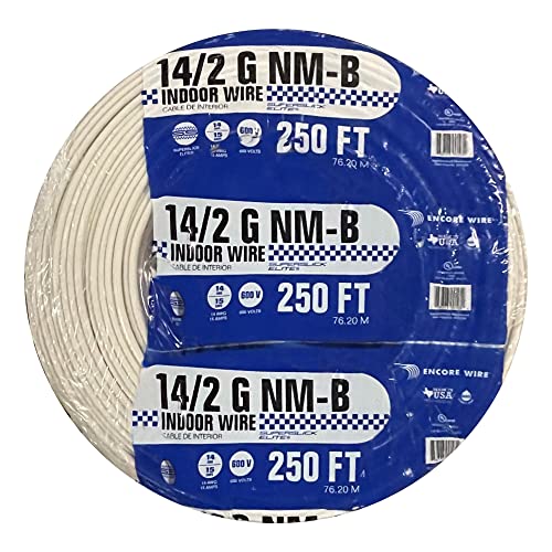 14/2 NM-B, Non-Mettalic, Sheathed Cable, Residential Indoor Wire, Used for Wiring Swiches, Outlets and Other Loads with Dry Applications (250 FT)