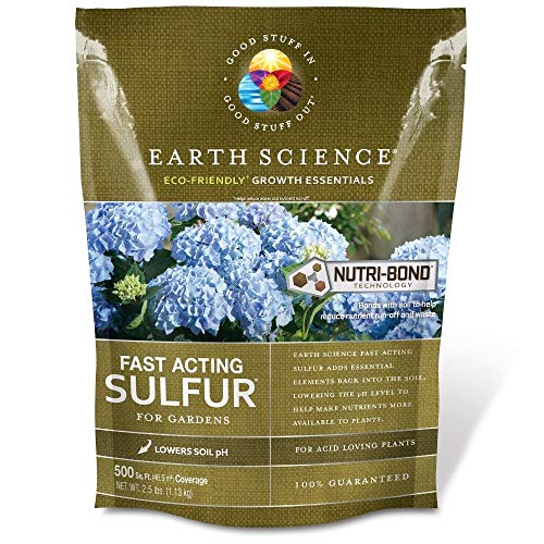 Earth Science Fast Acting Sulfur – Soil pH Reducer, Lowers pH Instantly, Reduces Nutrient Runoff, Improves Growth & Color for Acid-Loving Plants, Long-Lasting Lawn Care Flower Bee Supplement(2.5lb)