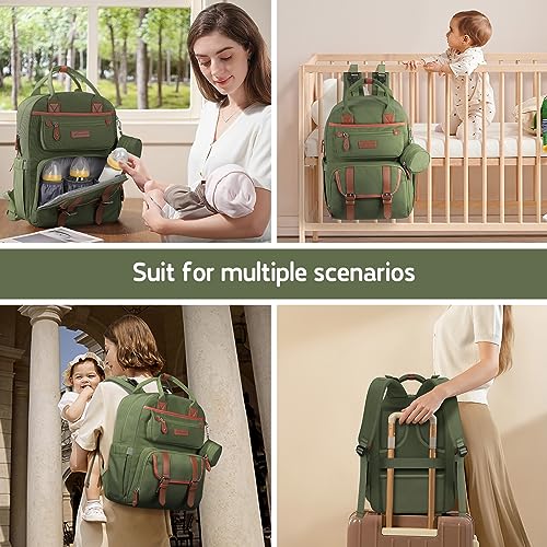 Maelstrom Diaper Bag Backpack,29L-45L Expandable Large Baby Bag for 2 Kids/Twins with Removable Cross Body Bottle Bag for Mom/Dad,Stylish Nappy Bag Gift for Boys/Girl-Mothers Day Gifts-Mint Green