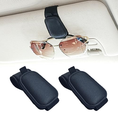 Yuoyar 2 Packs Magnetic Sunglass Holder for Car Visor - Sunglasses Clip for Car Visor Universal Fit for Different Size Eyeglasses - Convenient Interior Car Accessories (2, Beige)