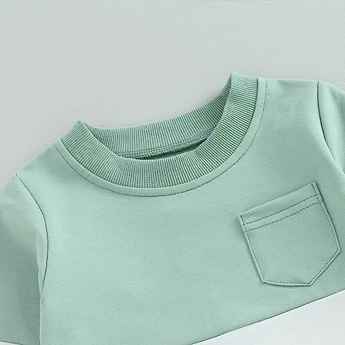 kacubwyy Toddler Baby Boy Outfits Long Sleeve Pocket Pull On Sweatshirt Solid Pants Infant Fall Winter Clothes Set