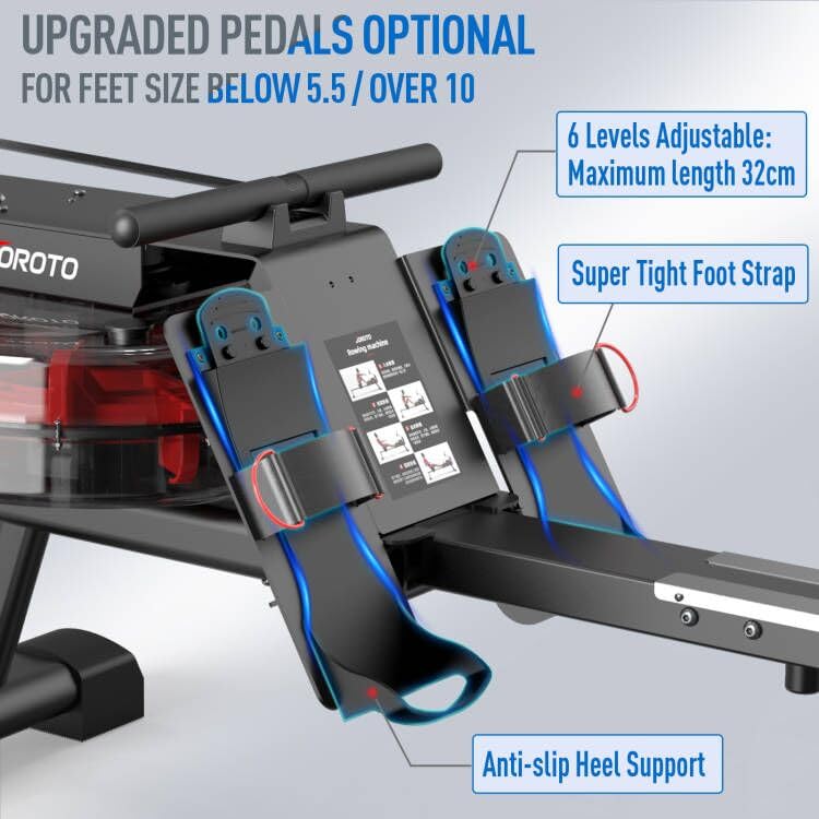 JOROTO MR23 Water Rowing Machine for Home Use, 300 Lbs MAX Weight Capacity Rower Machine with Bluetooth Function, Ipad Holder, 44 Days Kinomap Subscription