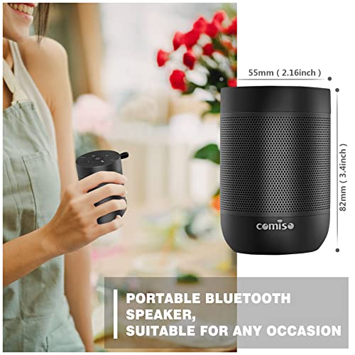 comiso Bluetooth Speaker,5.3 Bluetooth Speakers Wireless,TWS Stereo Pairing,Built in Mic,360 HDSound,IP65 Waterproof Speaker,Support TF Card, for Home/Party/Outdoor/Beach, Gift for Men/Women-Black