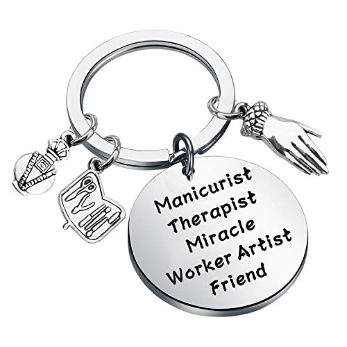 BEKECH Manicurist Gift Nail Tech Gift Manicurist Therapist Miracle Worker Artist Friend Keychain