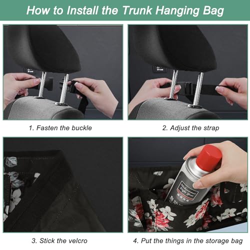 Femuar Car Trunk Organizer, Large Capacity Backseat Trunk Organizer(41"*10"), Hanging Car Storage Organizer with Lids, Car Organizer for SUV/MPV/Truck