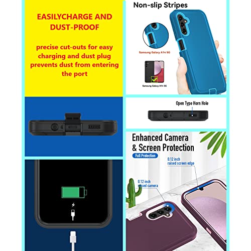 Nofnus for Samsung Galaxy A14 5G case,A14 5G Heavy Duty case,[Military Grade Protective ][Shockproof] [Dropproof] [Dust-Proof], ONLY Fit Galaxy A14 5G Phone (Black)