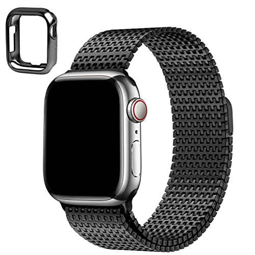 Wristitani Compatible with Apple Watch Band 38mm 40mm 41mm, Magnetic Clasp Strap Stainless Steel Wristband Replacement for iWatch Band Ultra 2 Series 9 8 SE 7 6 5 4 3 2 1, Black
