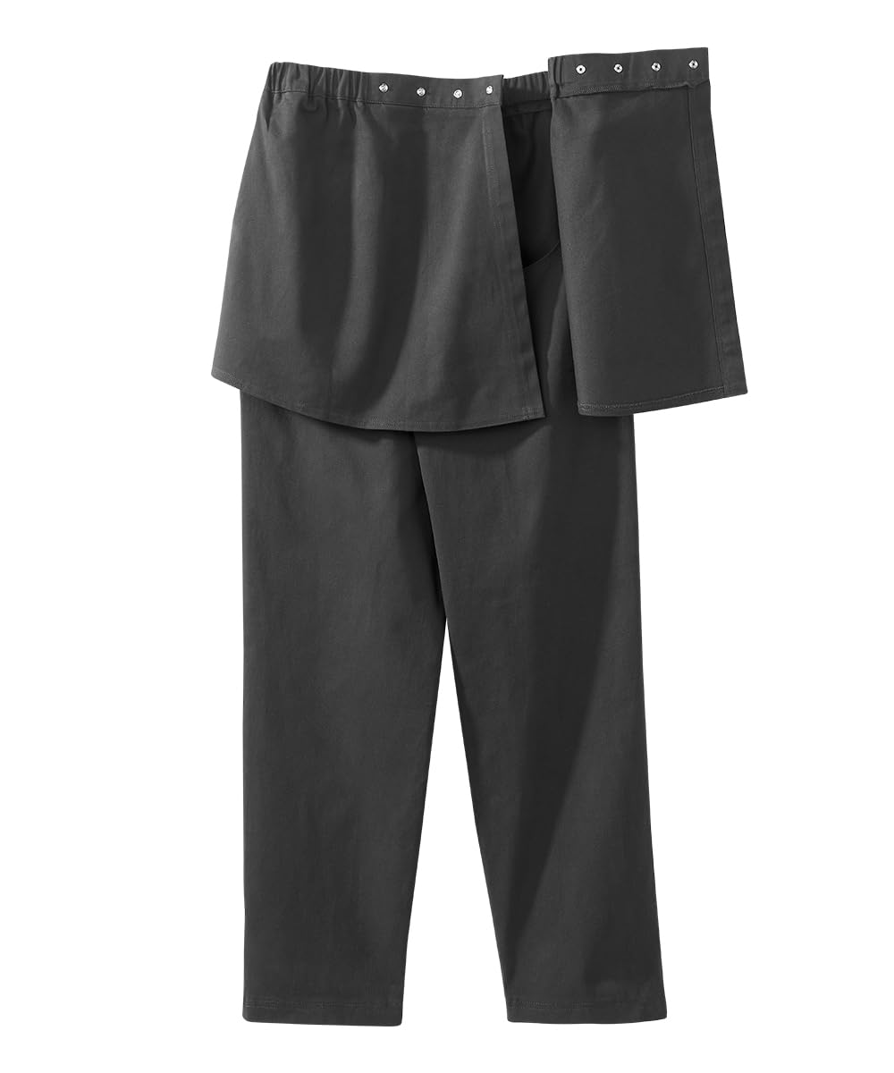 Silverts Men's Open Back Magnetic Fly Pants - Adaptive Clothing for Elderly Daily Living - Senior Dressing Mobility Aid for Disabled - Snap Buttons and Elastic Waist Pants - Black MED