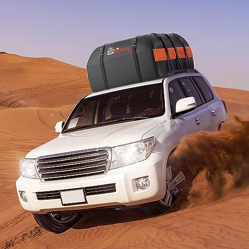 Car Rooftop Cargo Carrier Bag, 16 Cubic Feet Waterproof Car Topper Luggage Storage Bag with Large Capacity & Maximum Protection to Minivan SUV Vehicles w/wo Roof Rack, Non-Slip Mat, Door Hooks, Lock