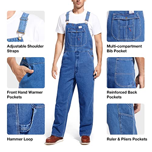 HISEA Men's Painters Bib Overall, Mens Relaxed Fit Overalls Midweight Workwear with Adjustable Straps and Convenient Tool Pockets