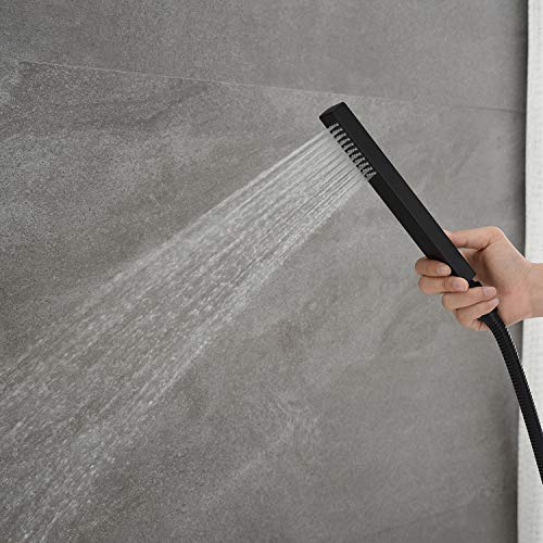 Artiqua Freestanding Bathtub Faucet Tub Filler Black Floor Mount Single Handle with Hand Shower
