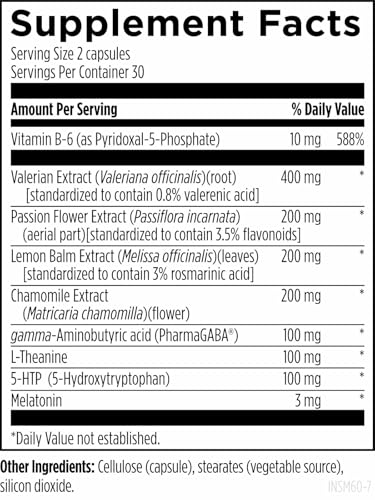 Designs for Health Insomnitol Capsules - Sleep Aid for Adults with Melatonin, L‑Theanine + 5-HTP - Calming Herbs Valerian, Lemon Balm + Passionflower - Vegan + Non-GMO Sleep Supplement (60 Capsules)