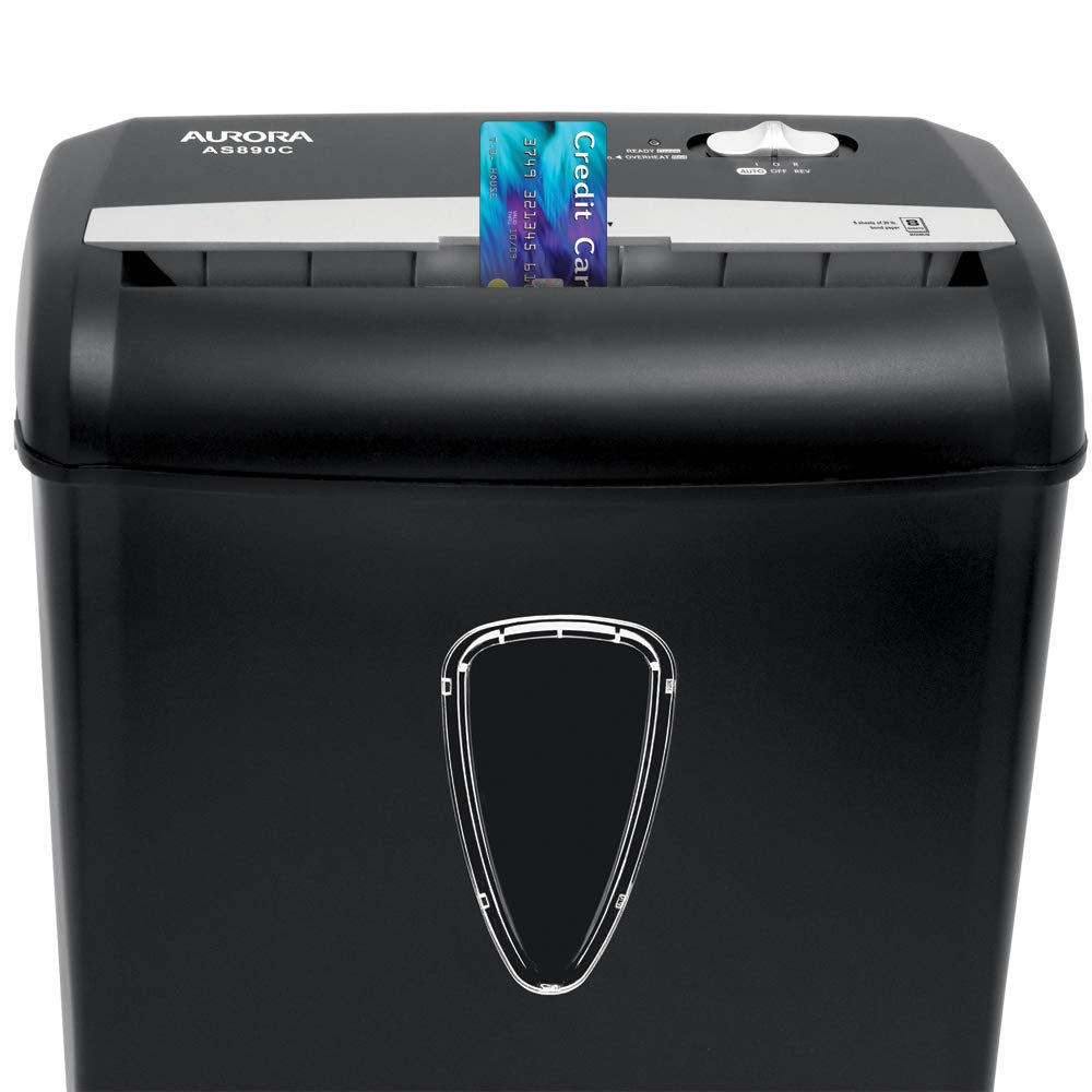 Aurora AS890C 8-Sheet Cross-Cut Paper/Credit Card Shredder with Basket