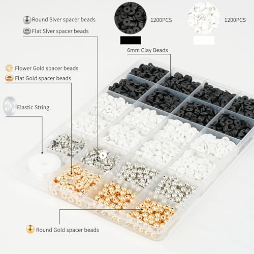 Gionlion 3000 Pcs Clay Beads for Bracelets, Bracelet Making kit Golden Beads for Jewelry Making, Charms Bracelet Kit DIY Arts and Crafts Birthday Gifts Toys