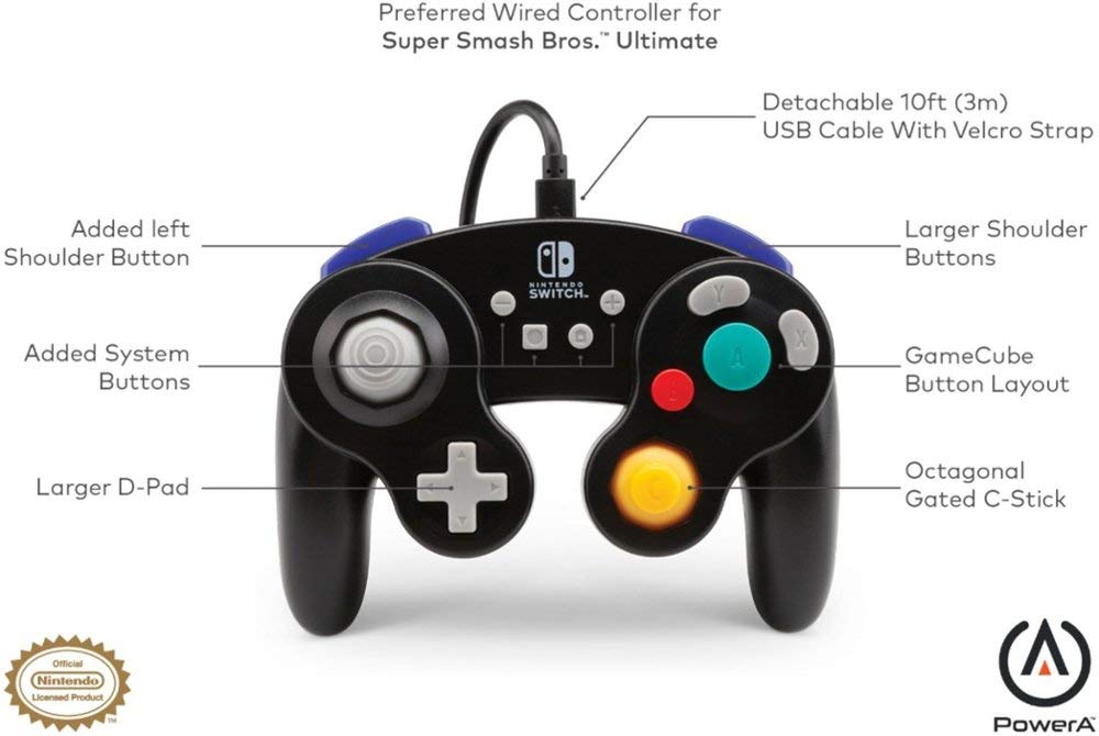 PowerA Wired Controller for Nintendo Switch: GameCube Style - Black