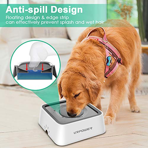 URPOWER 2.5L Dog Water Bowl 85oz Large Capacity Dog Bowl No Spill Pet Water Dispenser for Messy Drinkers Splash Proof Slow Water Feeder Vehicle Carried Travel Dog Bowl for Dogs, Cats &Pets