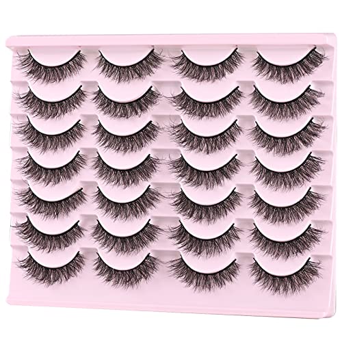 FARRED Cat Eye Lashes Natural False Eyelashes 14 Pairs Wispy Lashes Pack Short Strip Lash Fake Eyelash Mink Lashes Small Full pestañas Set (F21 | 8-14mm)