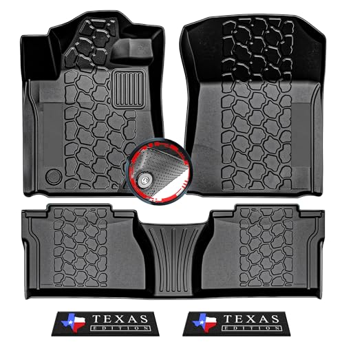 Anti-Slip 5Pcs All-Weather Car Floor Mats for 2019-2024 Dodge Ram 1500 New Body Crew Cab | Rubber Truck Floor Liners with Weather Strips | Automotive Carpet for Winter, Ski, Hunting, Camping