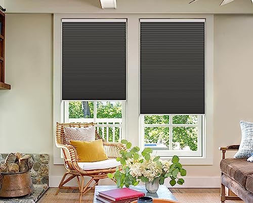 LazBlinds Cordless Cellular Shades, Blackout Honeycomb Shades with 1.5 inch cells, Room Darkening Pleated Blinds for Window Size 39" W x 72" H, Cream