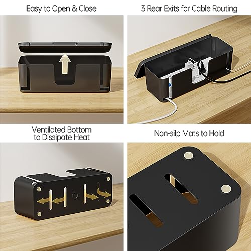 YECAYE 2 Pack Cable Management Box,Large & Medium Cable Organizer Box for Safe Home & Office Space, Child & Pet Proof Cord Organizer for Desk,Cover for Wires & Power Strips,Desk & Floor Tidy Solution