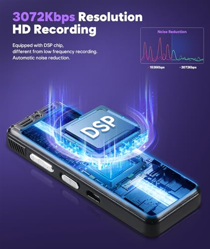 128GB Digital Voice Activated Recorder - 3072Kpbs HD Dual MIC Tape Audio Recording Device with Playback Noise Reduction for Interviews/Meeting, Store 2048 Hours of Documents Voice Activated Recorder