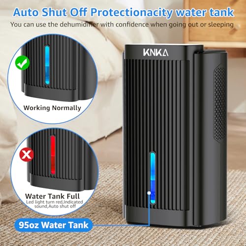 Dehumidifier,95 OZ Water Tank, (850 sq. ft) Quiet Dehumidifier for Basement, Bathroom, RV, Closet, Bedroom with Auto Shut Off, Sleep Mode,7 Colors LED Light, Dehumidifiers for Home (Black）