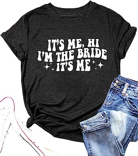 Bride Shirt Women It's ME Hi I'm The Bride It's Me T-Shirt Bachelorette Party Bride Tees Vacation Short Sleeve Top Light Pink