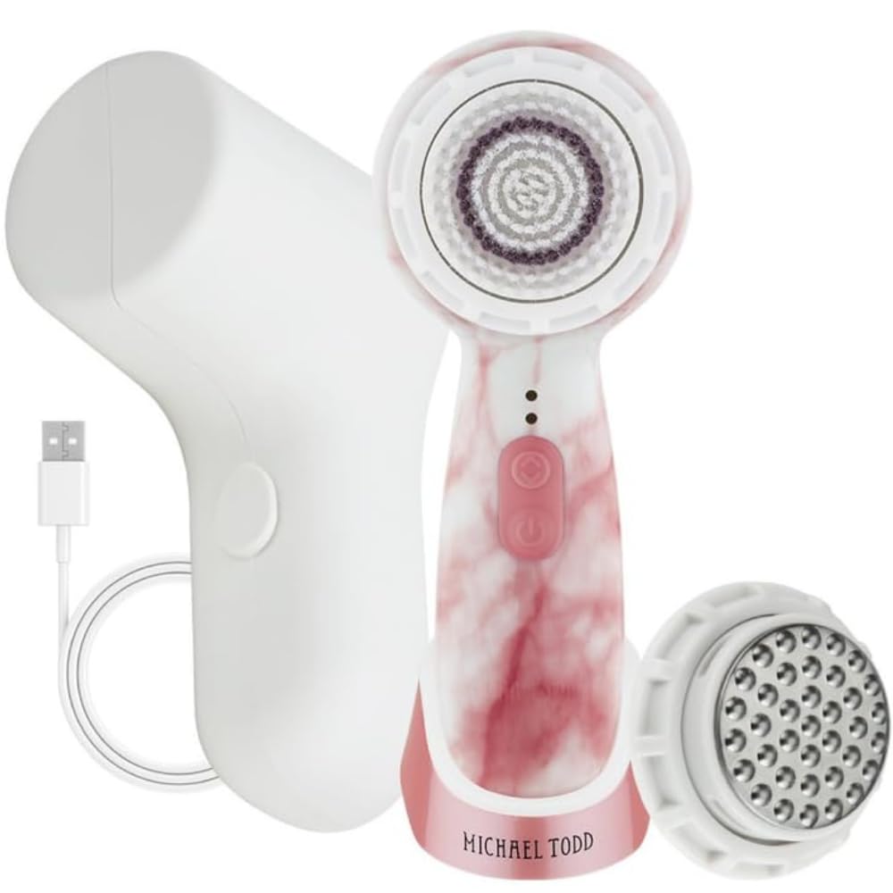 Michael Todd Beauty Soniclear Allure 2024 Best of Beauty Winner Facial Cleansing + Exfoliation Brush System with 3 speeds, Serum Infusion Head + Travel Case