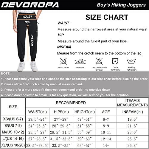 DEVOROPA Boys Joggers Lightweight Hiking Cargo Pants Water Resistant UPF 50+ Quick Dry Youth Kids Athletic Running Pants Royal Blue M