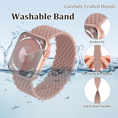 Shalila 4 Pack Braided Solo Loop Compatible with Apple Watch Band 38mm 40mm 41mm 42mm 44mm 45mm 46mm 49mm, Stretchy Nylon Sport Strap Elastic Wristbands for iWatch Series 10/9/8/SE/7/6/5/4/3/2/1/Ultra