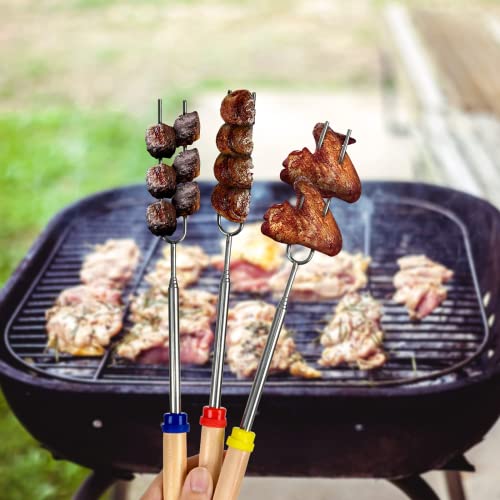 Simple Deluxe 8 Pcs 32 inch Marshmallow Roasting Sticks Extendable Design - Stainless Steel Smores Skewers For Camping, Bonfire, Fireplace, Retractible Sticks with Wooden Handle