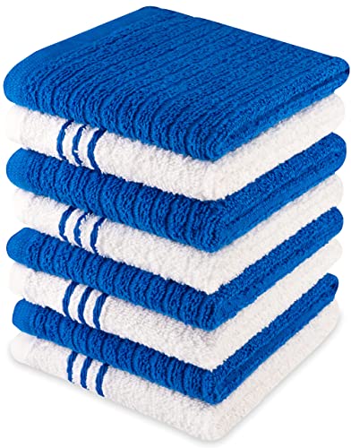 ORMYSA 8 Pack Kitchen Dish Cloths for Washing Dishes - Blue White, 12 x12 Inches Dishcloths for Kitchen Fast Absorbing Quick Dry Super Soft Dish Rags