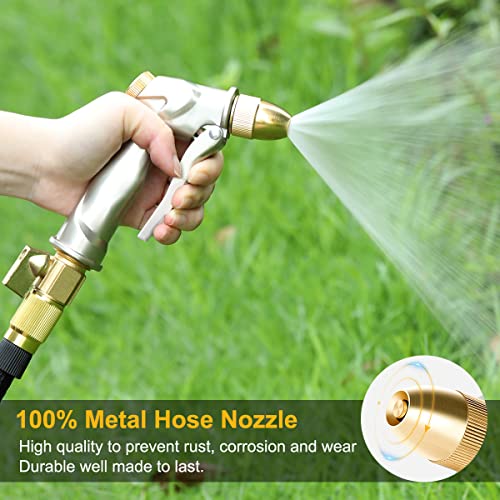 FANHAO Heavy Duty Fireman's Hose Nozzle, Metal Water Nozzle with 8 Spray Patterns，High Pressure Garden Hose Sprayer with Lever Control and Non-Slip Grip to Water Plants & Lawns, Wash Cars & Clean