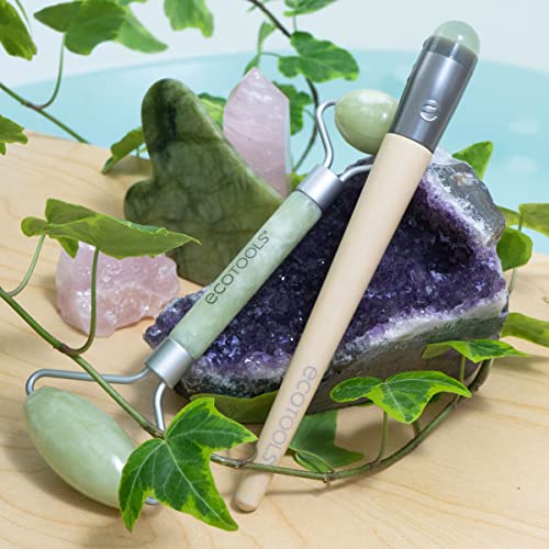 EcoTools Beauty Skin Care Tool Jade Facial Roller and Eye Roller Duo, Face Roller and Massager, Skincare and Sculpting Tool, Reduces Under Eye Puffiness and Dark Circles, 2 Piece Set