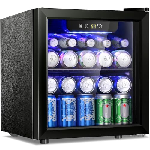 Antarctic Star 12 Bottle/48 Can Beverage Refrigerator, Wine Cooler/Cabinet, Mini Drink Fridge, Clear Front Glass Door Counter Top Red Cellar Beer Soda Bar Quiet Compressor Freestanding 1.3 cu.ft.