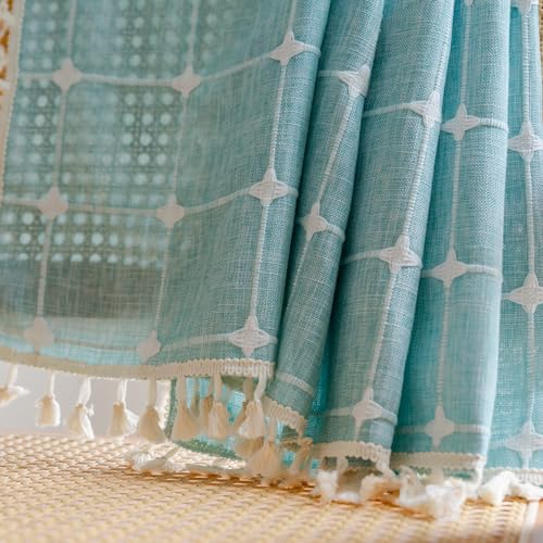 Sutuo Home Boho Curtains 72 Inches Length for Bedroom Living Room,Country Farmhouse Vintage Shabby Chic Tassels Window Treatment Bohemian Embroidery Drape, Rod Pocket 1 Panel 52" W x 72" L, White