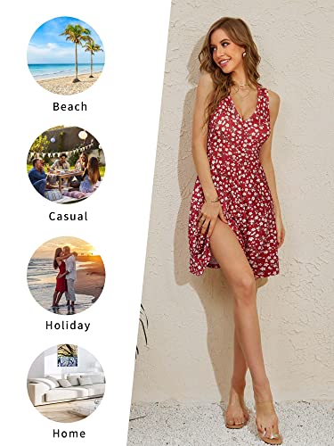 HUHOT Womens Summer Dresses Sundresses for Women 2025 Floral Graduation Dress Sleeveless Tank Graduation Dresses for Women 2025